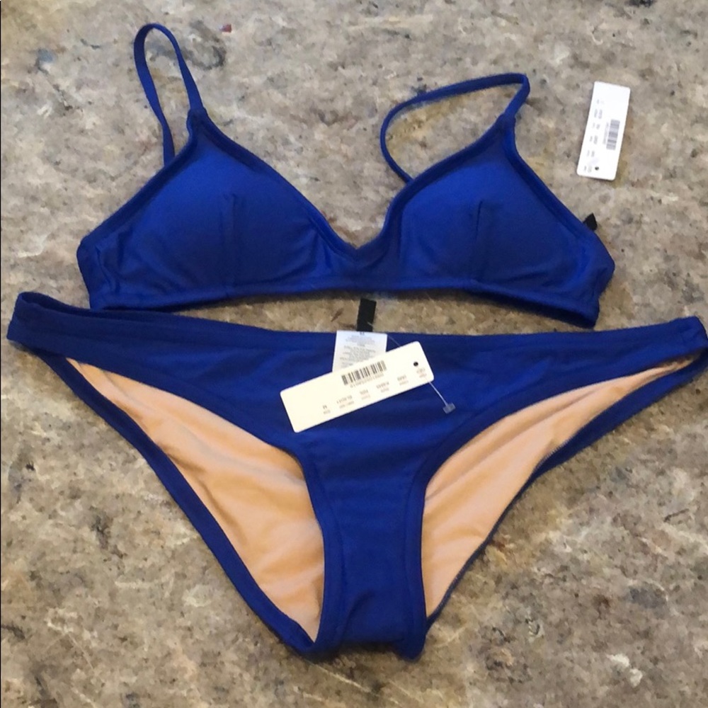 Jcrew swimsuit top small bottom medium blue nwt